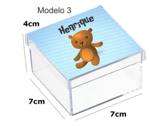 Caixa Acrilica 7x7x4- Ursinho