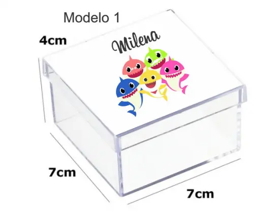 Caixa Acrilica 7x7x4-baby Shark