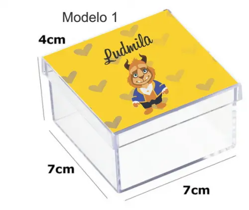 Caixa Acrilica 7x7x4-bela e a Fera