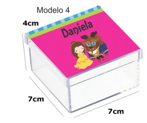 Caixa Acrilica 7x7x4-bela e a Fera