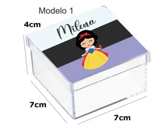 Caixa Acrilica 7x7x4-branca de Neve