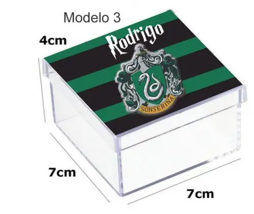 Caixa Acrilica 7x7x4-brasões Hogwarts