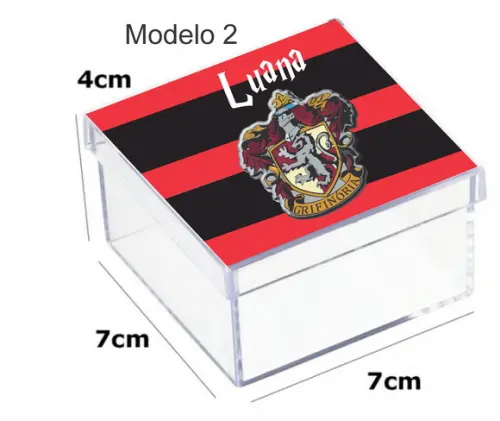 Caixa Acrilica 7x7x4-brasões Hogwarts