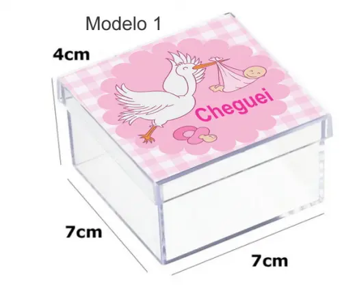 Caixa Acrilica 7x7x4-chá de Bebê