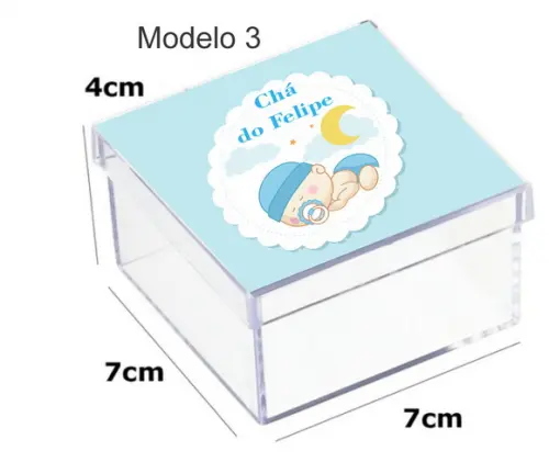 Caixa Acrilica 7x7x4-chá de Bebê