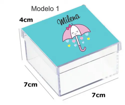 Caixa Acrilica 7x7x4-chuva de Amor