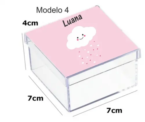 Caixa Acrilica 7x7x4-chuva de Amor