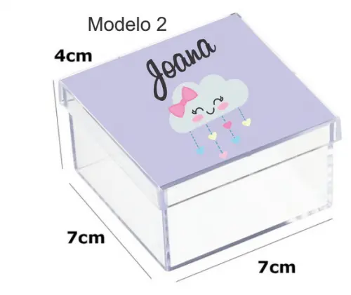 Caixa Acrilica 7x7x4-chuva de Amor