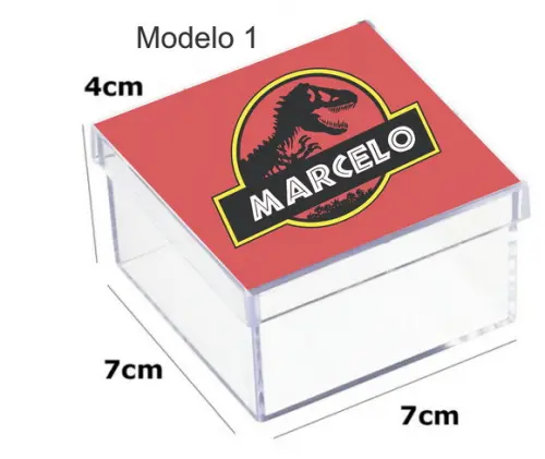 Caixa Acrilica 7x7x4-dinossauros