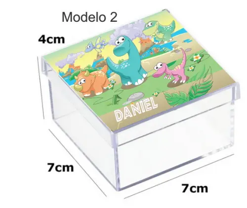 Caixa Acrilica 7x7x4-dinossauros