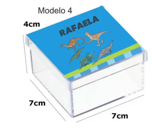 Caixa Acrilica 7x7x4-dinossauros