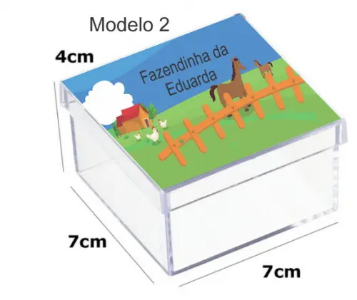 Caixa Acrilica 7x7x4-fazendinha