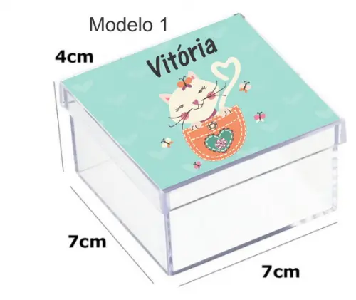 Caixa Acrilica 7x7x4-gatinho