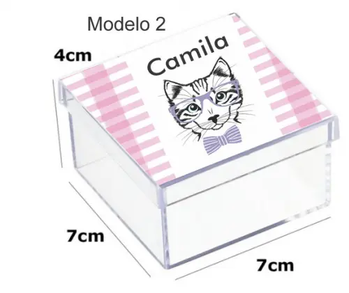 Caixa Acrilica 7x7x4-gatinho