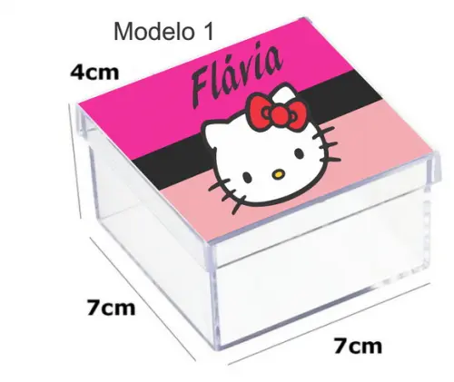 Caixa Acrilica 7x7x4-hello Kitty
