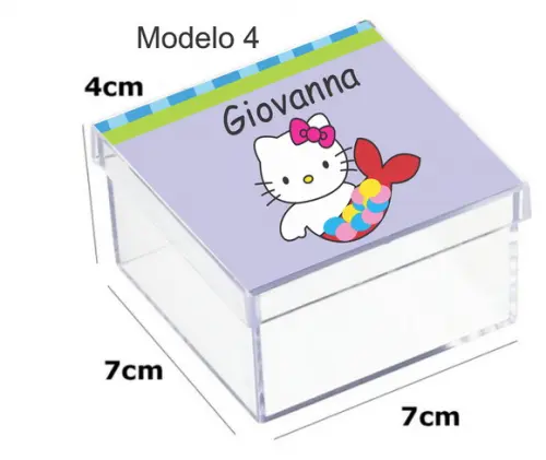 Caixa Acrilica 7x7x4-hello Kitty