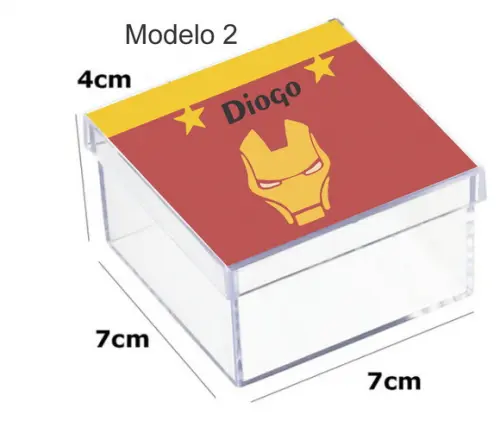 Caixa Acrilica 7x7x4-homem de Ferro