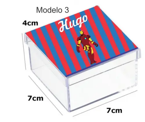 Caixa Acrilica 7x7x4-homem de Ferro