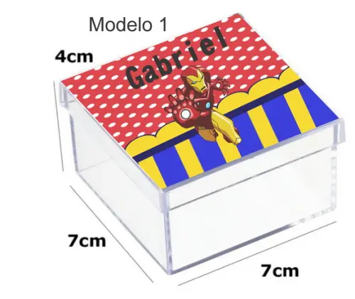 Caixa Acrilica 7x7x4-homem de Ferro