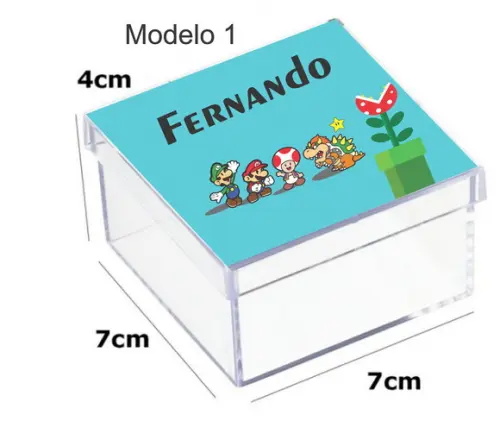 Caixa Acrilica 7x7x4-mario Bros