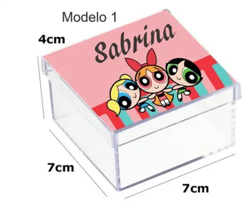 Caixa Acrilica 7x7x4-menina Super Poderosas