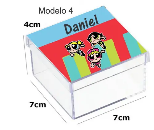 Caixa Acrilica 7x7x4-menina Super Poderosas