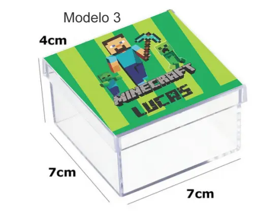 Caixa Acrilica 7x7x4-minecraft