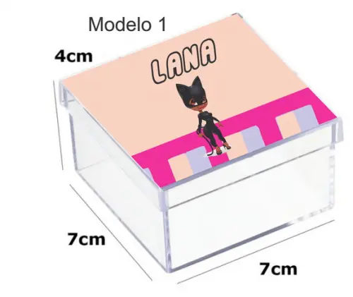 Caixa Acrilica 7x7x4-mulher Gato