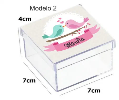 Caixa Acrilica 7x7x4-pássaro