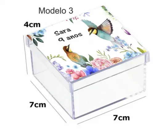 Caixa Acrilica 7x7x4-pássaro