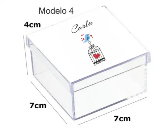 Caixa Acrilica 7x7x4-pássaro