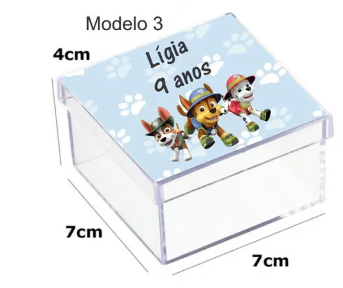 Caixa Acrilica 7x7x4-patrulha Canina