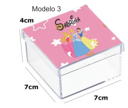 Caixa Acrilica 7x7x4-princesas