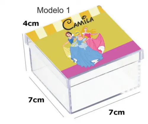 Caixa Acrilica 7x7x4-princesas