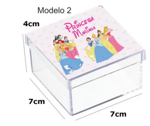Caixa Acrilica 7x7x4-princesas