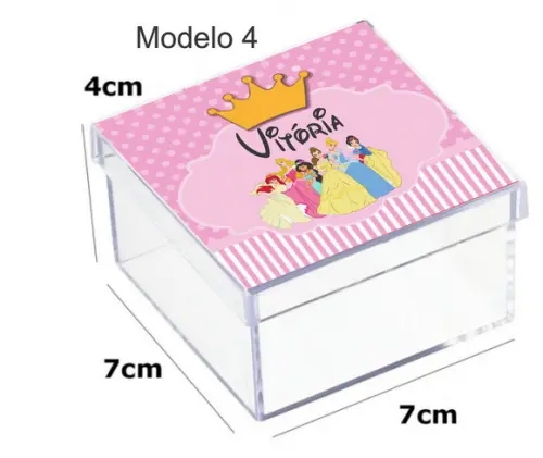 Caixa Acrilica 7x7x4-princesas