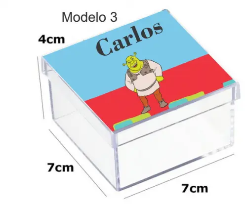 Caixa Acrilica 7x7x4-shrek