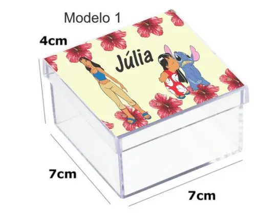 Caixa Acrilica 7x7x4-stitch e Lilo