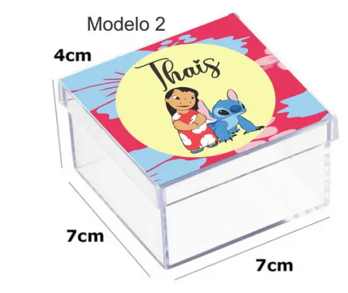 Caixa Acrilica 7x7x4-stitch e Lilo
