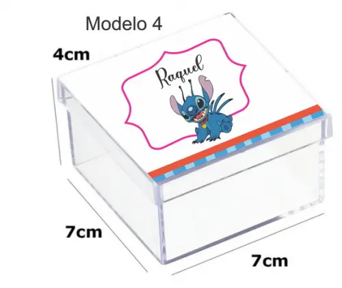 Caixa Acrilica 7x7x4-stitch e Lilo