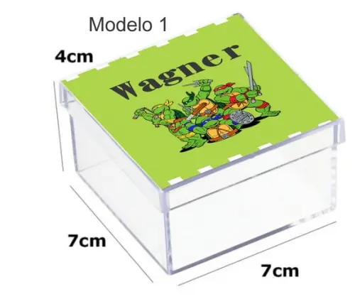 Caixa Acrilica 7x7x4-tartaruga Ninja