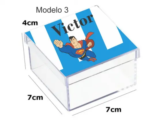 Caixa Acrilica 7x7x4-super Homem