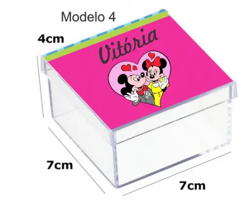 Caixa Acrilica 7x7x4-turma do Mickey