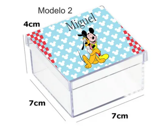 Caixa Acrilica 7x7x4-turma do Mickey