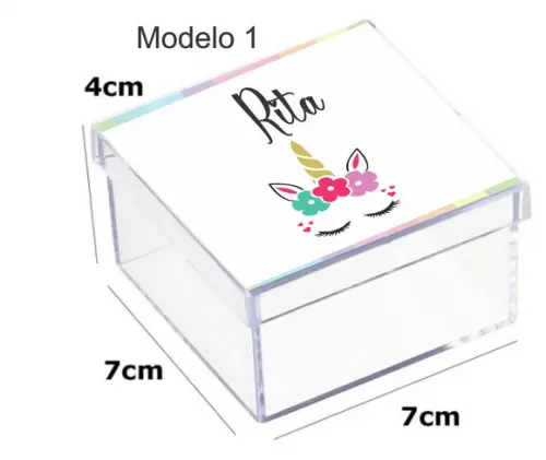 Caixa Acrilica 7x7x4-unicornio