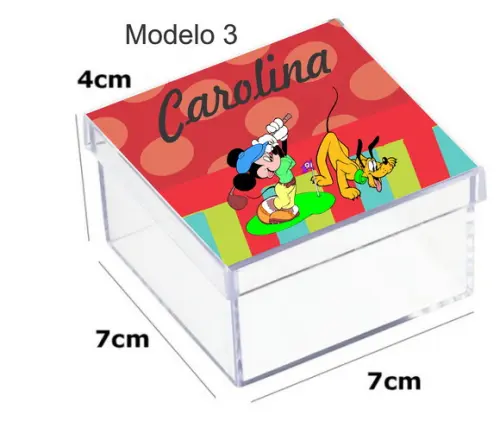 Caixa Acrilica 7x7x4-turma do Mickey