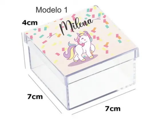 Caixa Acrilica 7x7x4-unicornio