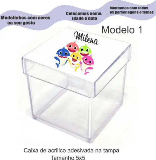 Caixa de Acrílico-baby Shark
