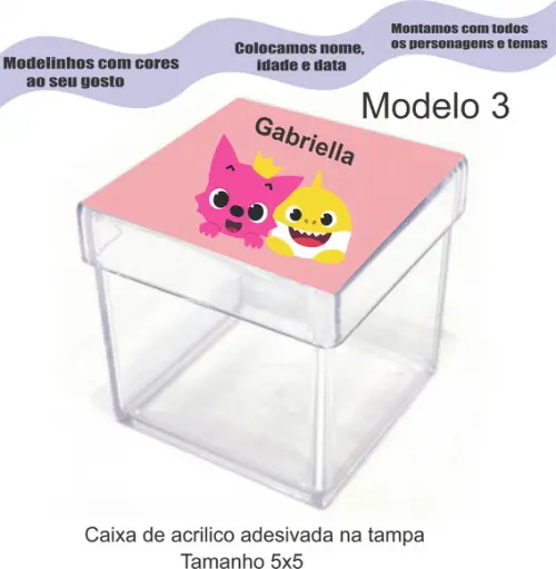 Caixa de Acrílico-baby Shark