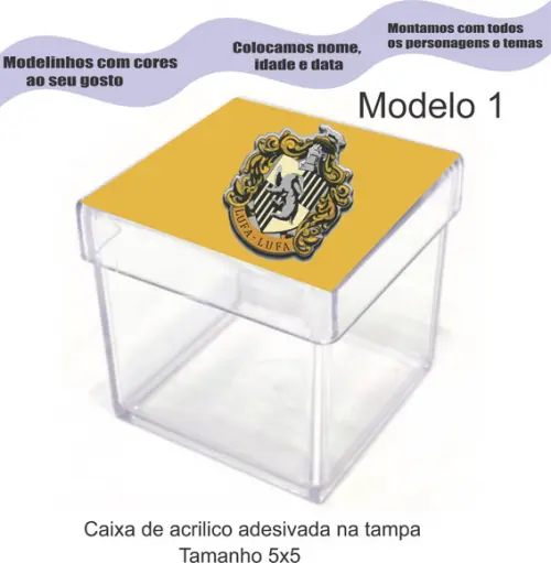 Caixa de Acrílico-brasões Hogwarts